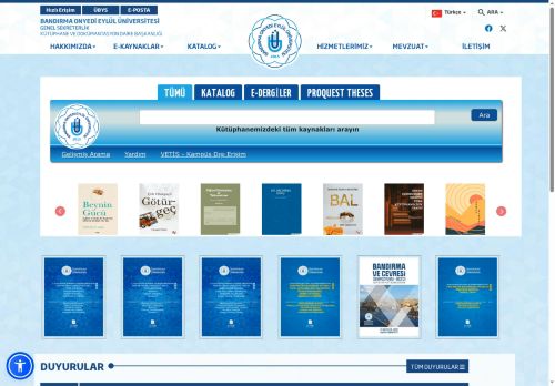 BANDIRMA ONYEDİ EYLÜL ÜNİVERSİTESİ - Kütüphane ve Dokümantasyon Daire Başkanlığı