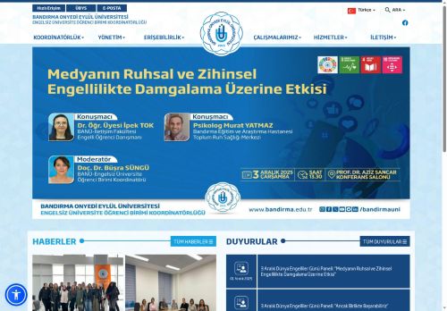 BANDIRMA ONYEDİ EYLÜL ÜNİVERSİTESİ - Engelsiz Üniversite Öğrenci Birimi Koordinatörlüğü