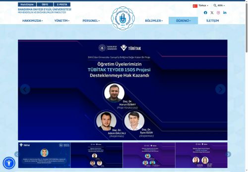 BANDIRMA ONYEDİ EYLÜL ÜNİVERSİTESİ - Mühendislik ve Doğa Bilimleri Fakültesi