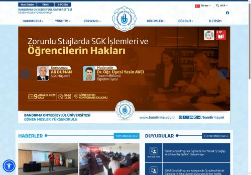 BANDIRMA ONYEDİ EYLÜL ÜNİVERSİTESİ - Gönen Meslek Yüksekokulu