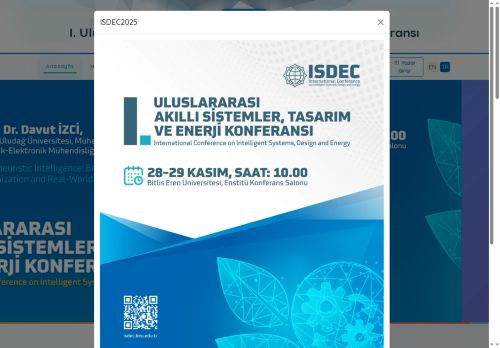 ISDEC 2025 - I. Uluslararası Akıllı Sistemler, Tasarım ve Enerji Konferansı