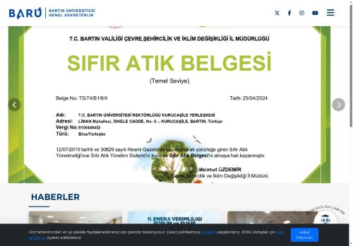 Ana Sayfa - Genel Sekreterlik - Bartın Üniversitesi