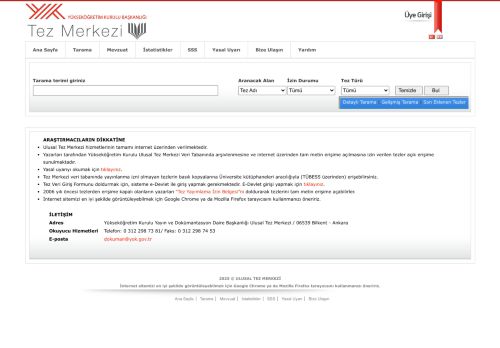 Ulusal Tez Merkezi | Anasayfa
