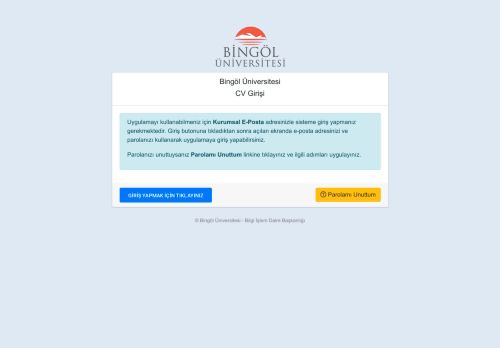 Bingöl Üniversitesi CV Girişi