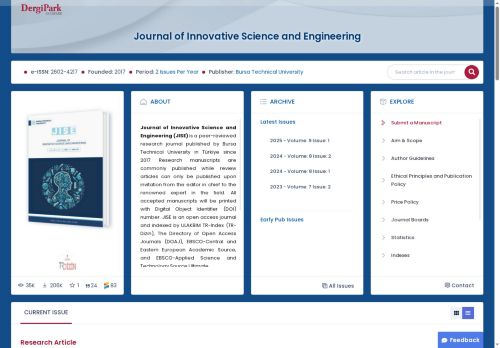 Journal of Innovative Science and Engineering »  Home