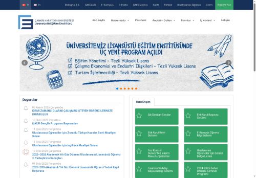Lisansüstü Eğitim Enstitüsü - Çankırı Karatekin Üniversitesi