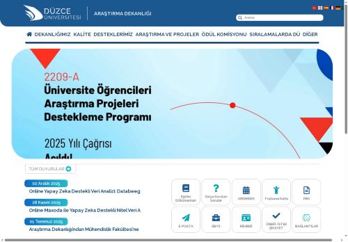 Düzce Üniversitesi | Araştırma Dekanlığı | Anasayfa