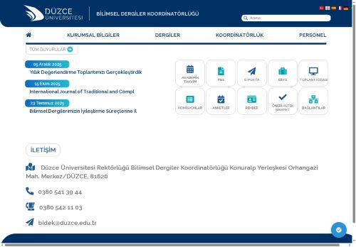 Düzce Üniversitesi | Bilimsel Dergiler Koordinatörlüğü | Anasayfa