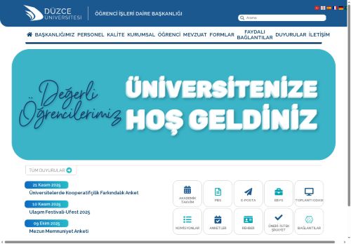 Düzce Üniversitesi | Öğrenci İşleri Daire Başkanlığı | Anasayfa