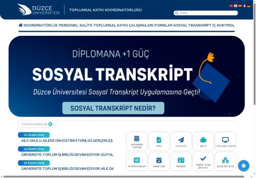 Düzce Üniversitesi | Toplumsal Katkı Koordinatörlüğü | Anasayfa