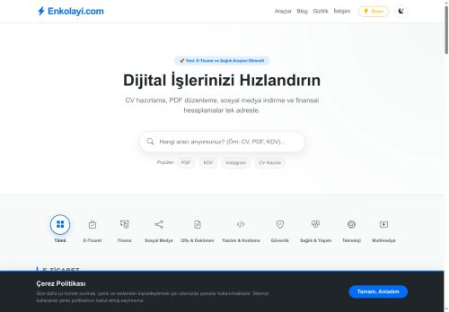 Enkolayi - Ücretsiz Online Hesaplama ve Dijital Araçlar Merkezi 2025 | Enkolayi.com