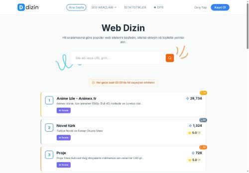 Web Dizin - Türkiye'nin En Popüler Web Siteleri ve Hit Toplist Platformu