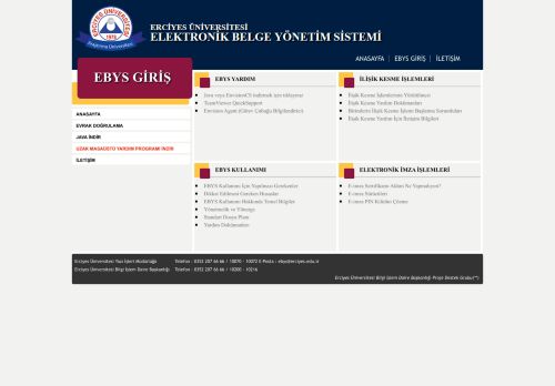 EBYS / Erciyes Üniversitesi Elektronik Belge Yönetim Sistemi