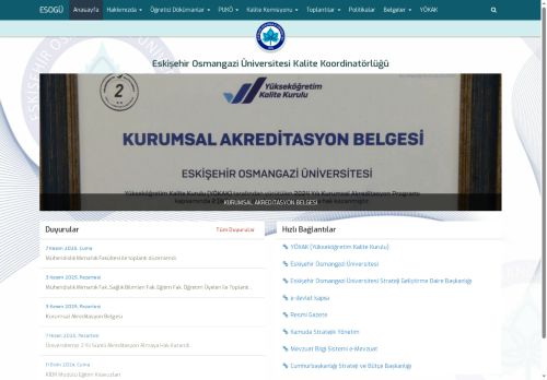 Anasayfa - Eskişehir Osmangazi Üniversitesi Kalite Koordinatörlüğü | Eskişehir Osmangazi Üniversitesi