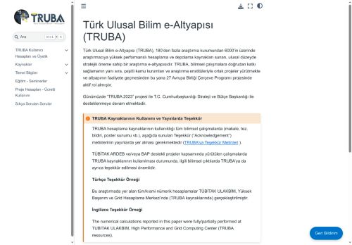Türk Ulusal Bilim e-Altyapısı (TRUBA) — TRUBA Kullanıcı Dokümanları