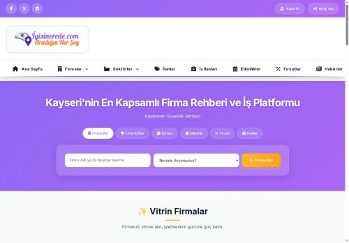 Kayseri Firma Rehberi | 10.000+ İşletme, Haber, İş İlanı, Etkinlik