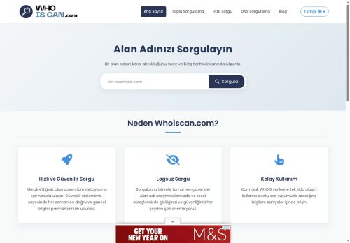 Whoiscan.com - Ücretsiz WHOIS ve Alan Adı Sorgulama