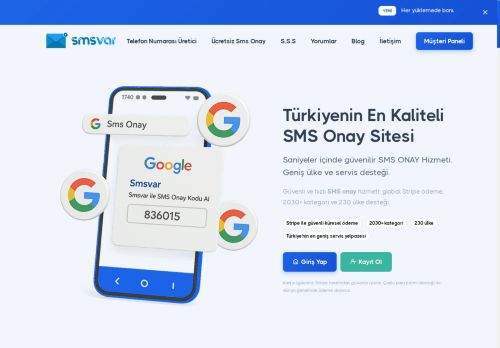 Türkiye'nin En Ucuz SMS Onay Sitesi - SMSVAR.com