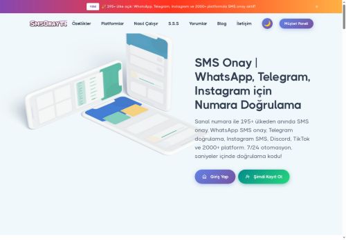 Sanal Numara ile SMS Doğrulama | WhatsApp, Telegram, Instagram Aktivasyonu | Sms Onay Türk