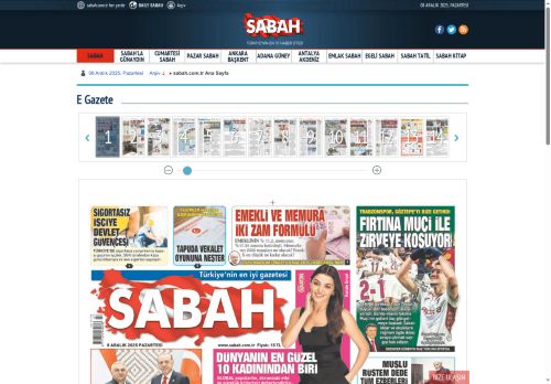 Sabah - E-Gazete - Bugünkü Sabah Gazetesi Manşeti