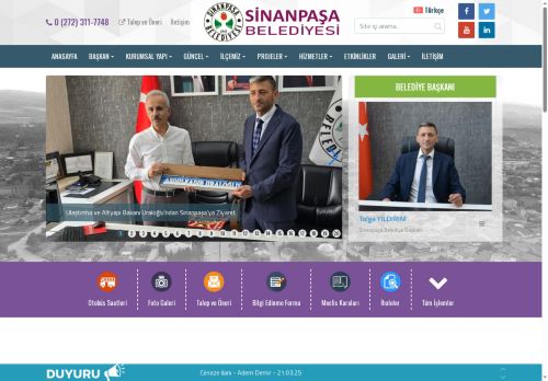 Sinanpaşa Belediyesi İnternet Sitesi