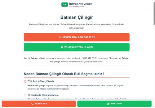 Batman Çilingir - 15 Dakikada Kapıdayız | 0540 347 72 72