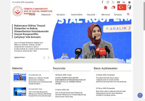 T.C. Aile ve Sosyal Hizmetler Bakanlığı | T.C. Aile ve Sosyal Hizmetler Bakanlığı | Anasayfa