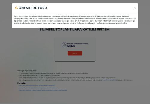 MEB - Bilimsel Toplantılara Katılım Sistemi