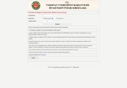 Siyasi Parti Üyelik Durumu Sorgu - TC Kimlik No Bilgisi ile