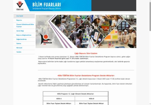 Bilim Fuarları Destekleme Programı Başvuru Sistemi