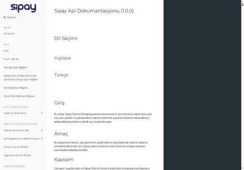 Sipay Sanal POS Entegrasyon Dokümanı