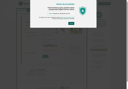 Kuveyt Türk İnternet Bankacılığı Giriş Ekranı - Kuveyt Türk