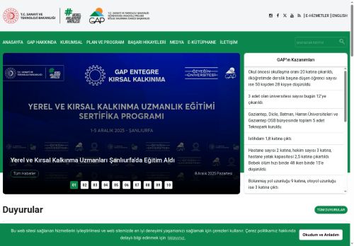 T.C. GAP Bölge Kalkınma İdaresi Başkanlığı | Güneydoğu Anadolu Projesi