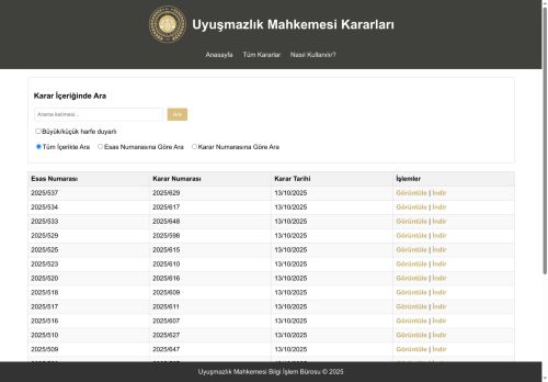 Uyuşmazlık Mahkemesi Karar Arama Uygulaması