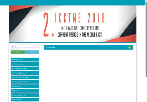 The Second International Conference On Current Trends In The Middle East (ICCTME2018)