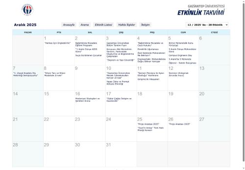 Gaziantep Üniversitesi - Etkinlik Takvimi