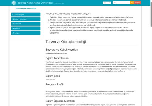 Turizm Ve Otel İşletmeciliği