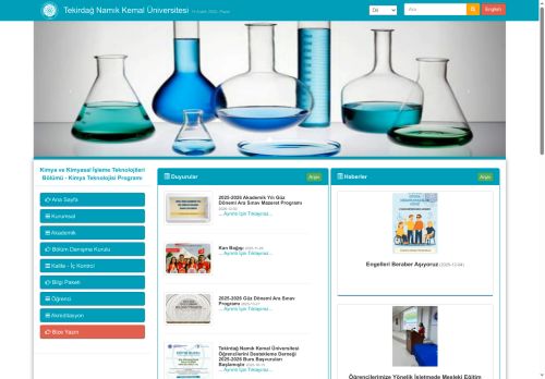 Kimya ve Kimyasal İşleme Teknolojileri Bölümü - Kimya Teknolojisi Programı