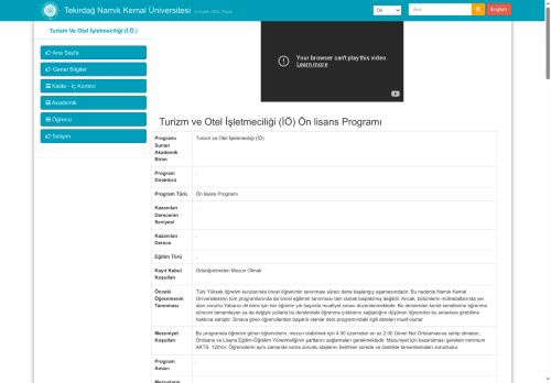 Turizm Ve Otel İşletmeciliği (İ.Ö.)