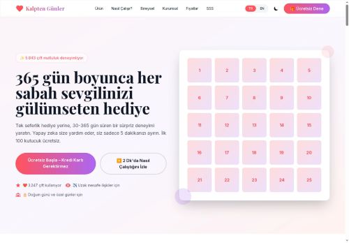 Kalpten Günler – 365 Günlük Sürpriz Deneyimi | Sevgilinizi Her Gün Gülümsetin