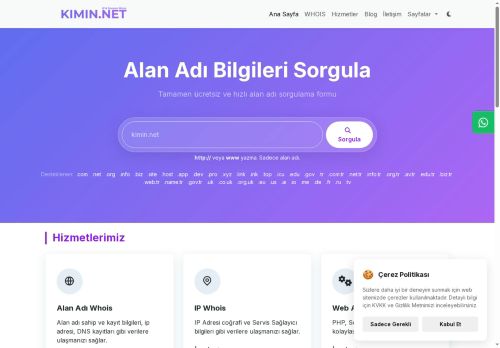 Ana Sayfa | IP & Domain Whois | Ücretsiz Whois Aracı - Domain Sorgula - Alan Adı Sorgula - IP Adresi Sorgula - Domain Lookup