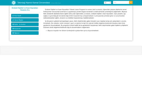 Endüstri İlişkileri ve İnsan Kaynakları Yönetimi (YL)