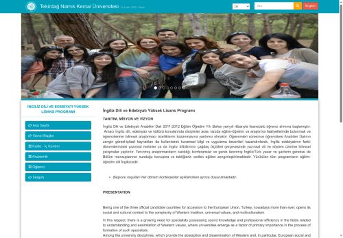 İNGİLİZ DİLİ VE EDEBİYATI YÜKSEK LİSANS PROGRAMI