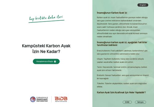 ÇOMÜ - Kampüsteki Karbon Ayak İzin Ne Kadar?