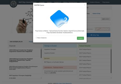 BAPBS | BAP Bilgi İzleme Sistemi