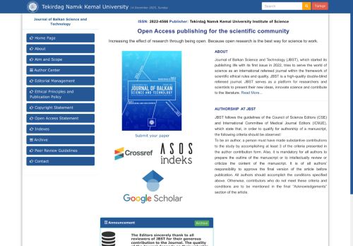 Journal of Balkan Science and Technology