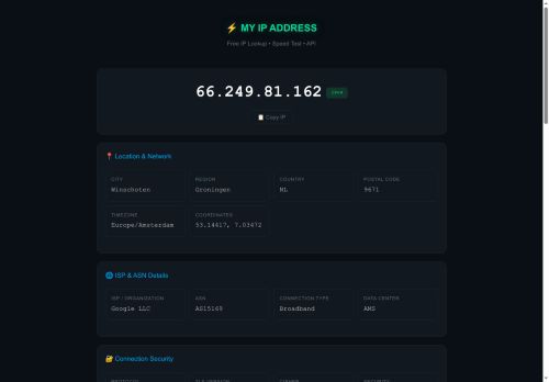 My IP Address - 185.136.206.64 | Free IP Lookup & Speed Test