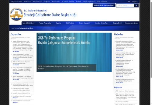 İç Kontrol Mevzuat | Strateji Geliştirme Daire Başkanlığı | T.C. Trakya Üniversitesi