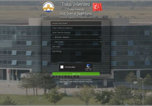 Trakya Üniversitesi - Dilek, Öneri ve Şikayet Formu