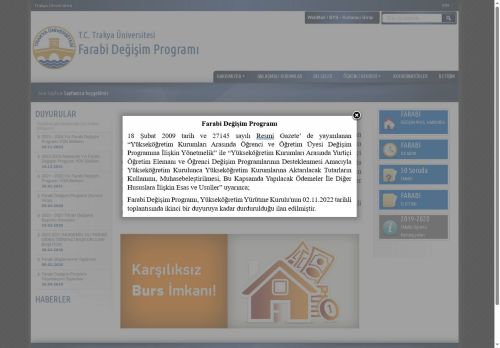 Farabi Değişim Programı | T.C. Trakya Üniversitesi